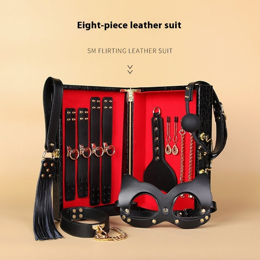 High-end Props Genuine Leather Eight-piece Set Bondage And Discipline Handcuffs