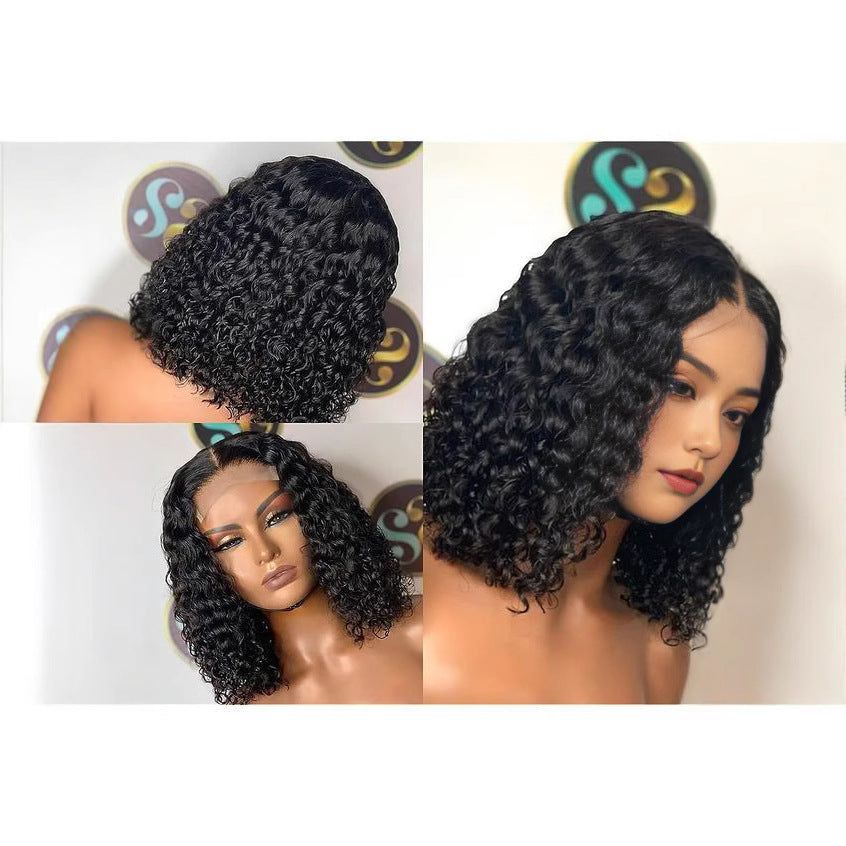 Frontal Human Hair Double Suction Water Wave BOB Wig