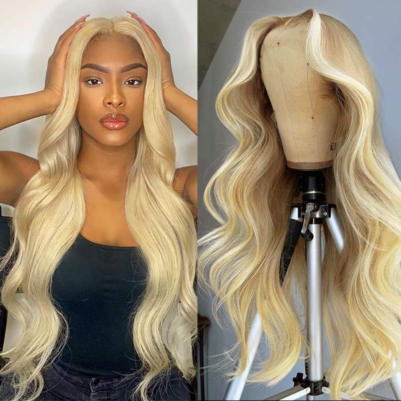 13x4 Lace Front Human Hair Wigs 613 Body Wave Density