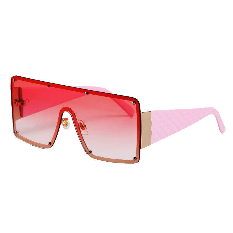 New Style Big Square Frame Piece Trend Rivet Sunglasses