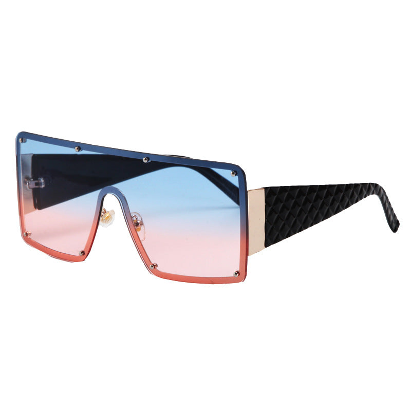 New Style Big Square Frame Piece Trend Rivet Sunglasses