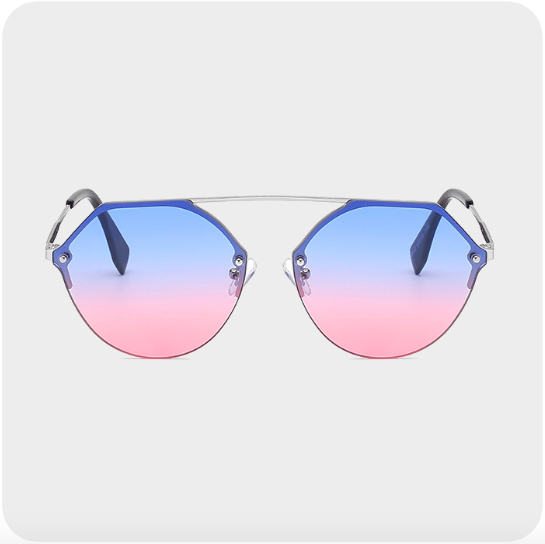 Metal diamond polygon UV protection sunglasses